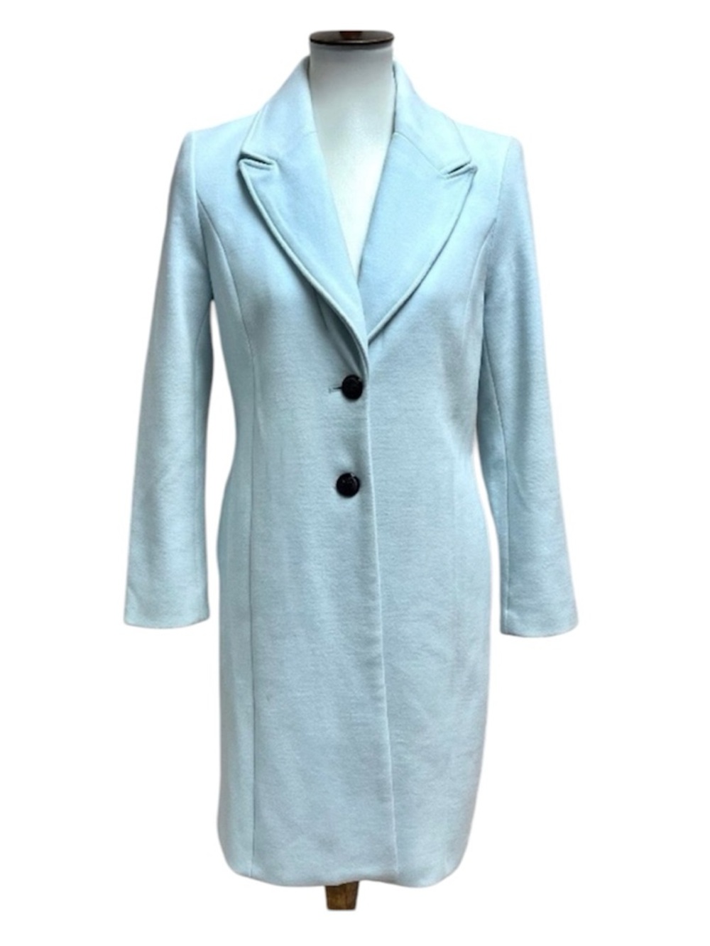 White House Black Market Ice Blue Solid Topper Trench Coat